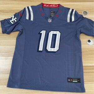 🥰Drake Maye Stitched Jersey Storm Blue Vapor💖